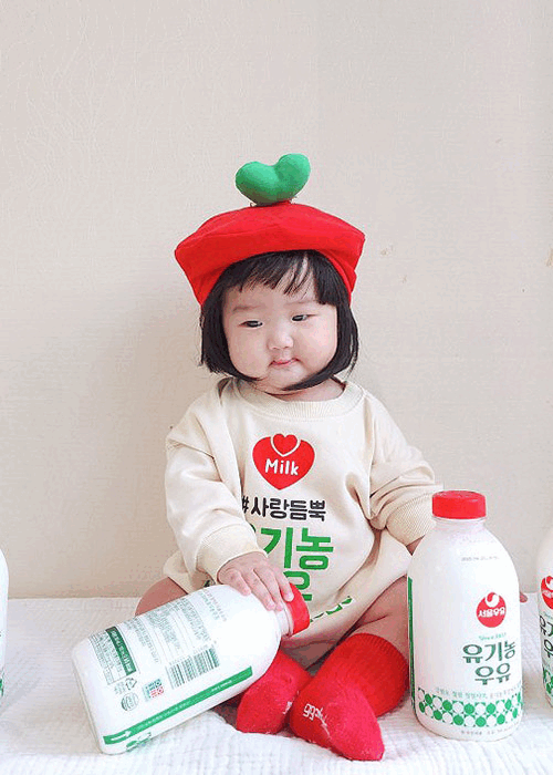 사랑듬뿍 유기농 우유 슈트/상하+모자set